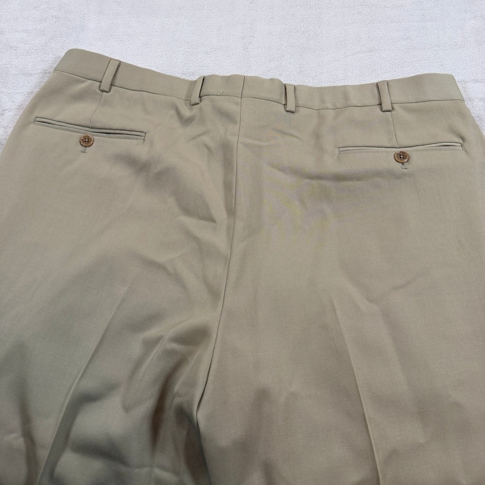 Brooks Brothers 1818 Men 40x32 Tan 100% Wool Flat Front Dress Pants Classic Fit - Picture 3 of 12